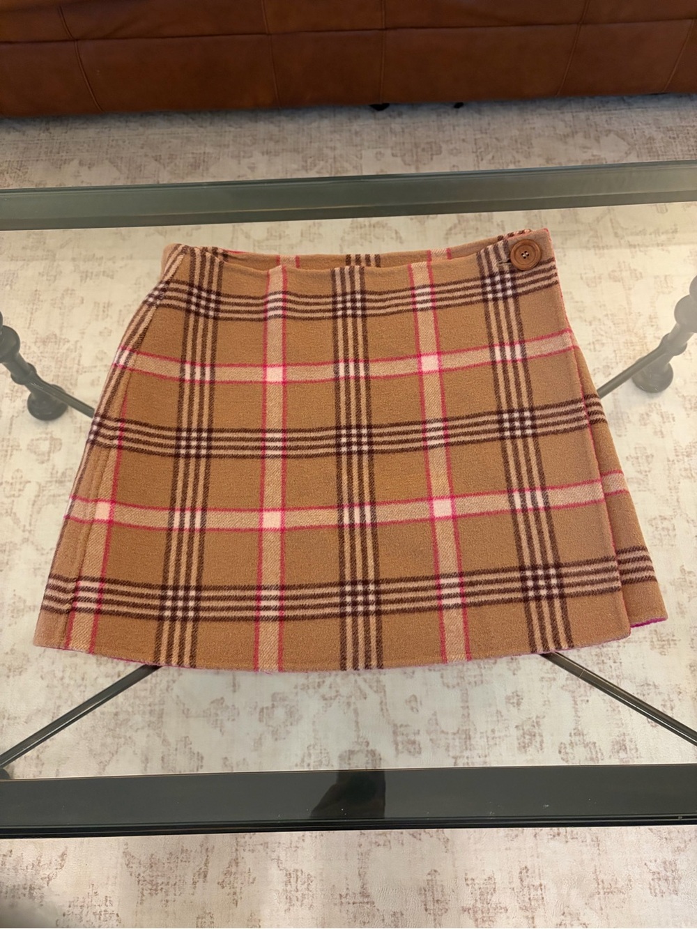 Lilly Pulitzer Reversible Wool Camel Plaid Mini Skirt